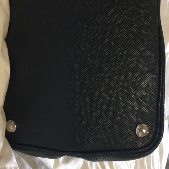 Prada Saffiano Cuir Medium Tote Bag, Black/Red - Picture 6 of 11